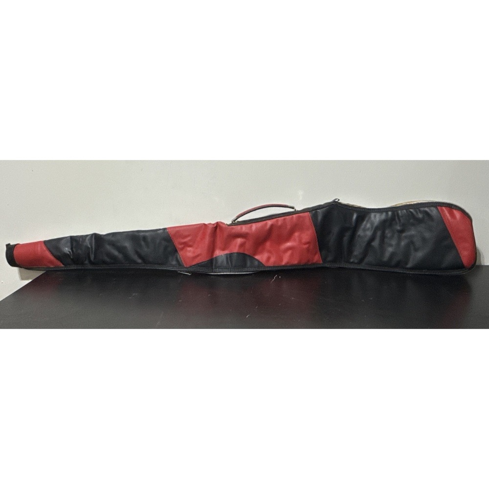 Vintage Red/Black Faux Leather USA 47" Shotgun Soft Carrying Gun Case Birds Read